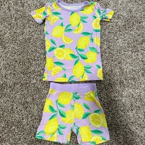 Little Sleepies Lemon Print Kids Pajama Set - Lavender and Yellow